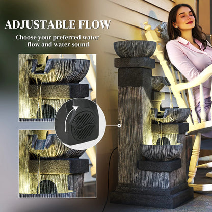 33.5 Inch 4-Tier Resin Cascading Water Fountain, LED Lights, Pump Water Fountains at Gallery Canada