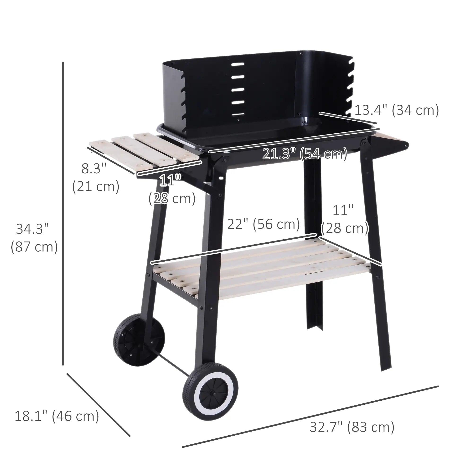 Charcoal BBQ Grill With Side Trays, Storage Shelf, Wheels Charcoal BBQ Grils at Gallery Canada