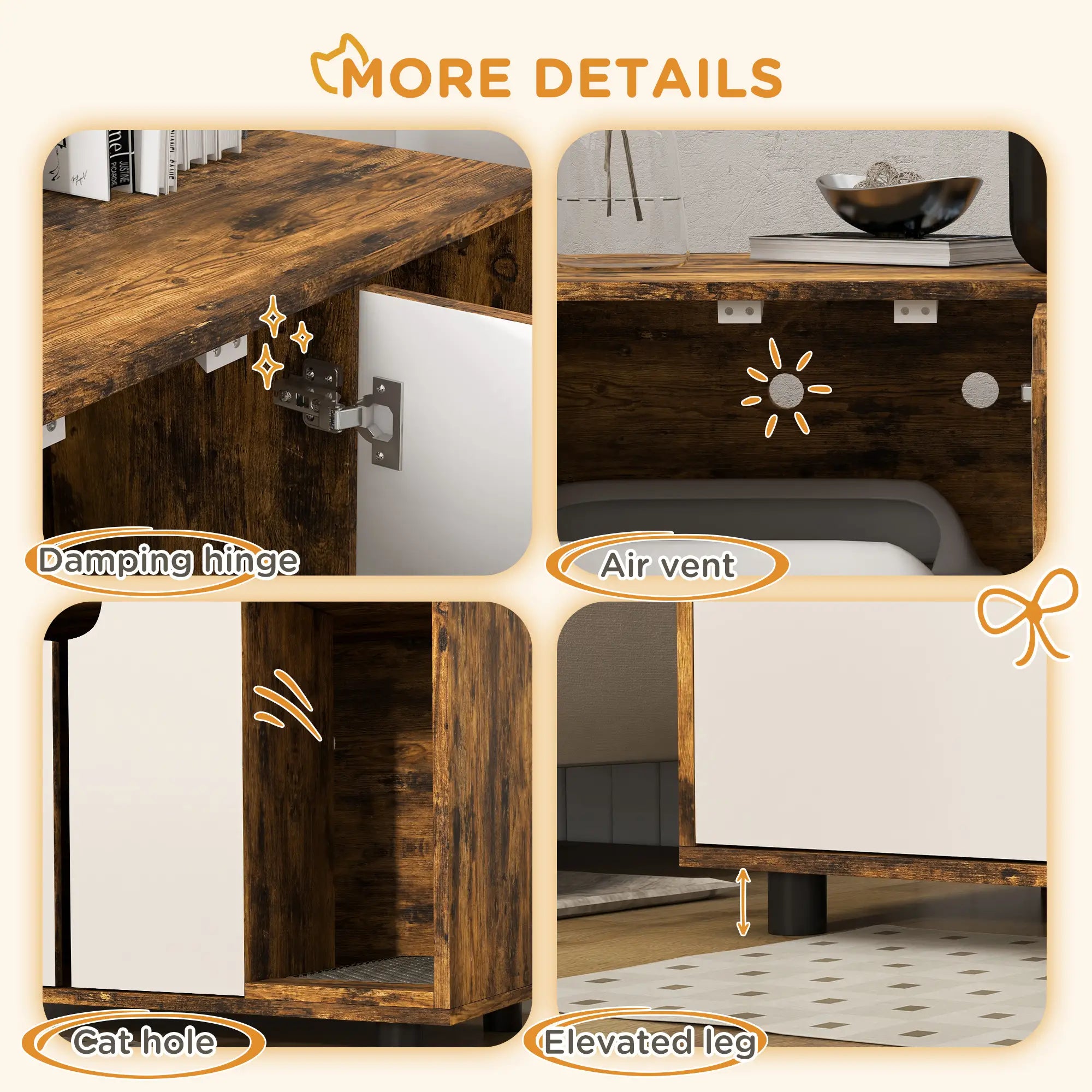Hidden Cat Litter Box Enclosure, Double Doors, Sand Drain Pad, Rustic Brown Cat Litter Box Enclosures at Gallery Canada