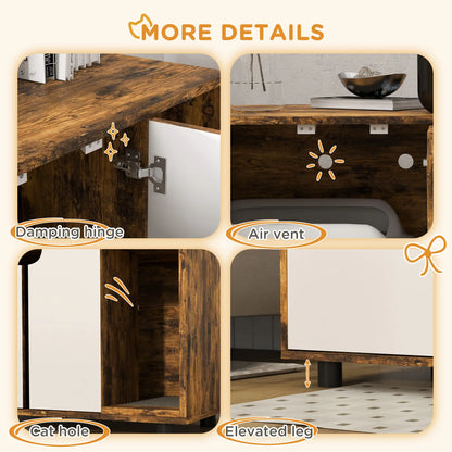 Hidden Cat Litter Box Enclosure, Double Doors, Sand Drain Pad, Rustic Brown Cat Litter Box Enclosures at Gallery Canada
