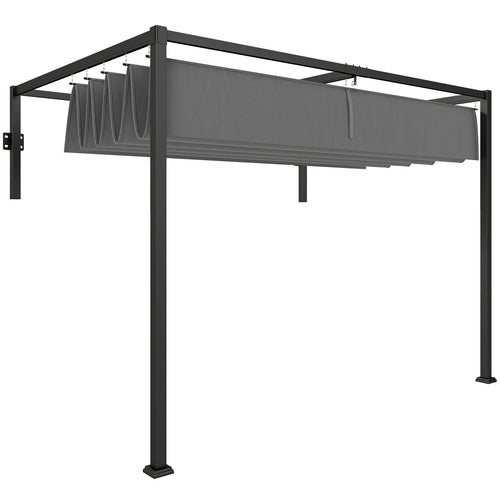 10' x 7' Metal Pergola, Retractable Roof For Grill Garden Patio Deck