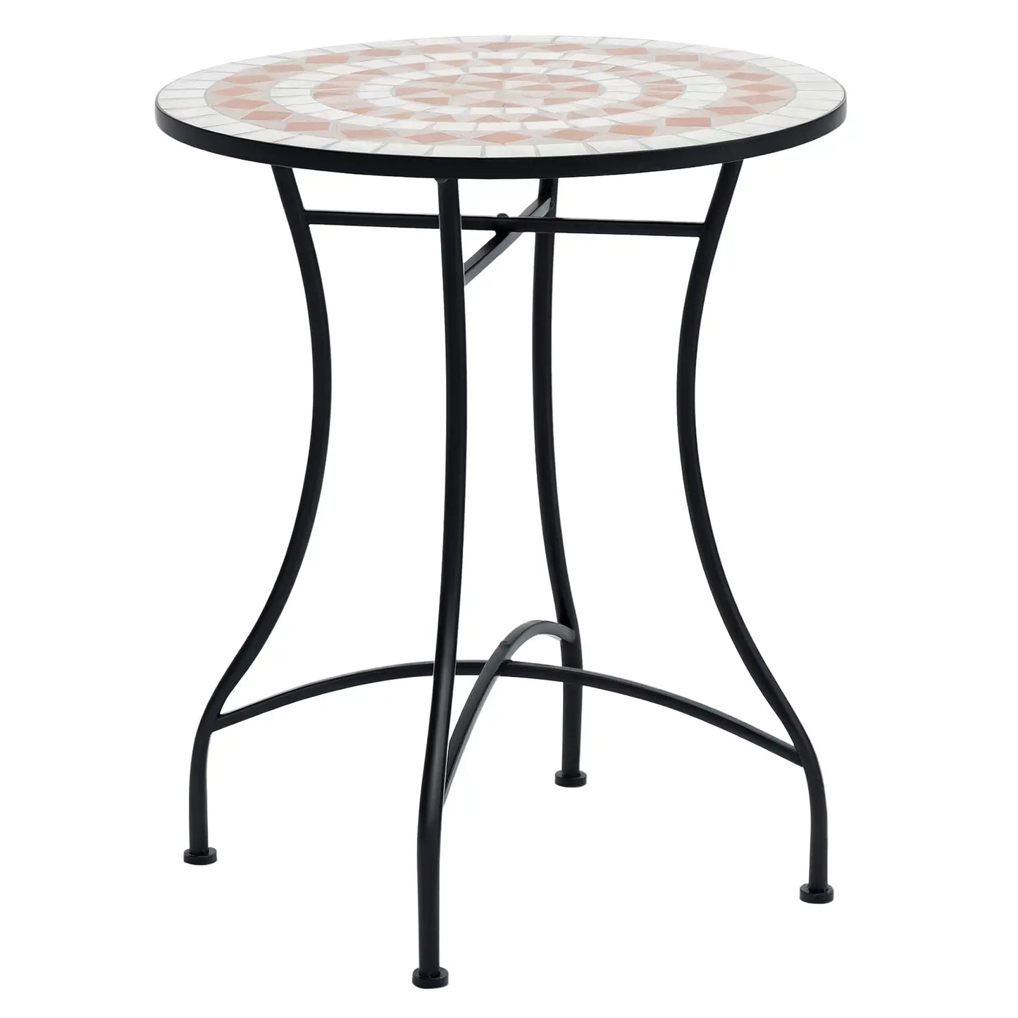 23.5" Round Mosaic Patio Table, Metal Outdoor Coffee Table, Ceramic Top Patio Side Tables at Gallery Canada