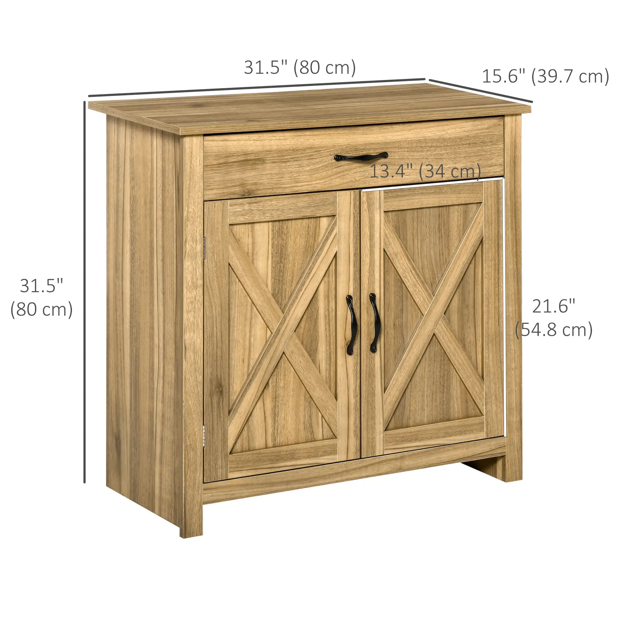 Farmhouse Sideboard, Buffet Cabinet with Barn Doors, Distressed Brown, Brown Bar Cabinets at Gallery Canada