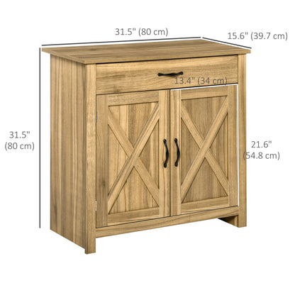 Farmhouse Sideboard, Buffet Cabinet with Barn Doors, Distressed Brown, Brown Bar Cabinets at Gallery Canada