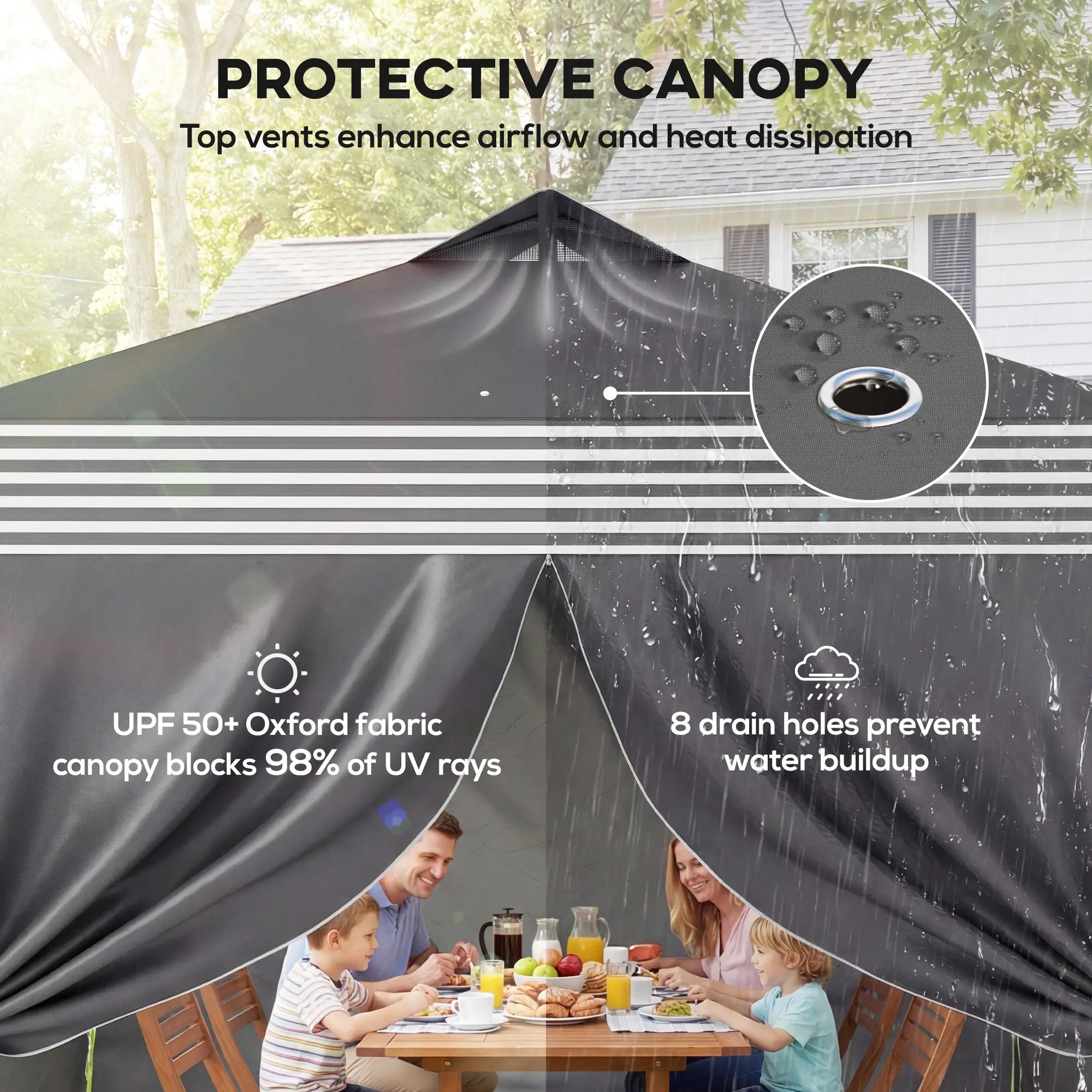 10 x 10 ft Pop Up Canopy Tent, 4 Sidewalls, UPF 50+, Wheeled Bag, Dark Grey Pop Up Canopies at Gallery Canada
