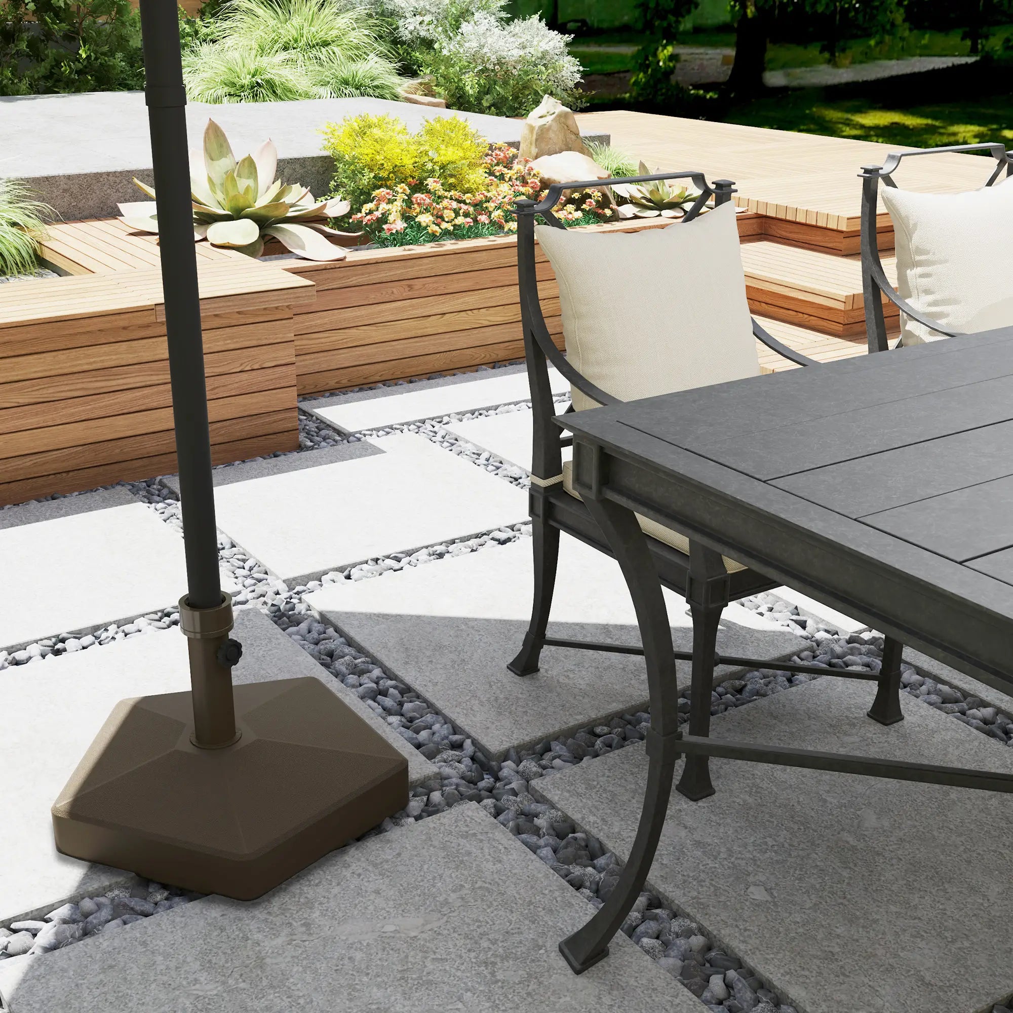 Heavy Duty Outdoor Umbrella Stand Base, Brown Umbrella Bases at Gallery Canada