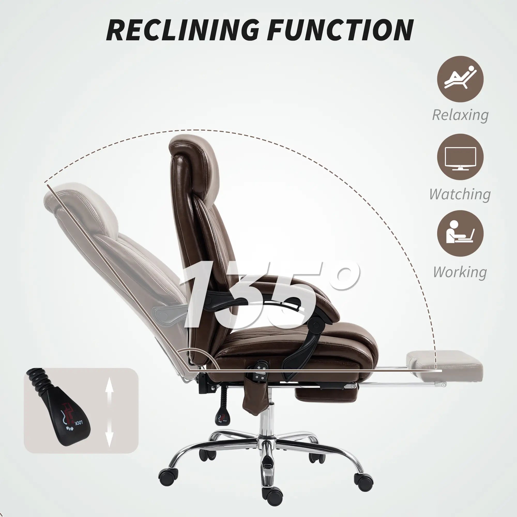6 Point Massage Office Chair with Remote, Ergonomic Reclining Computer Desk Chair with Footrest, Side Pocket, Dark Brown Massage Chairs at Gallery Canada