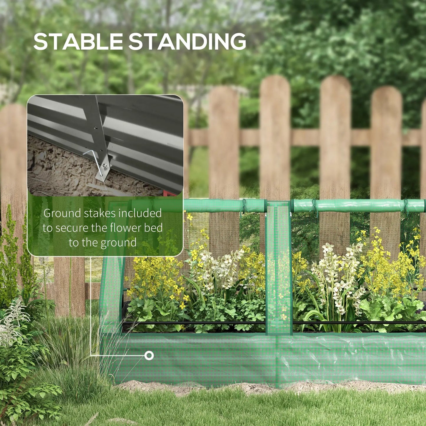 6' x 3' Bac à plantes en métal avec couvercle, Jardin surélevé, Vert et Gris foncé