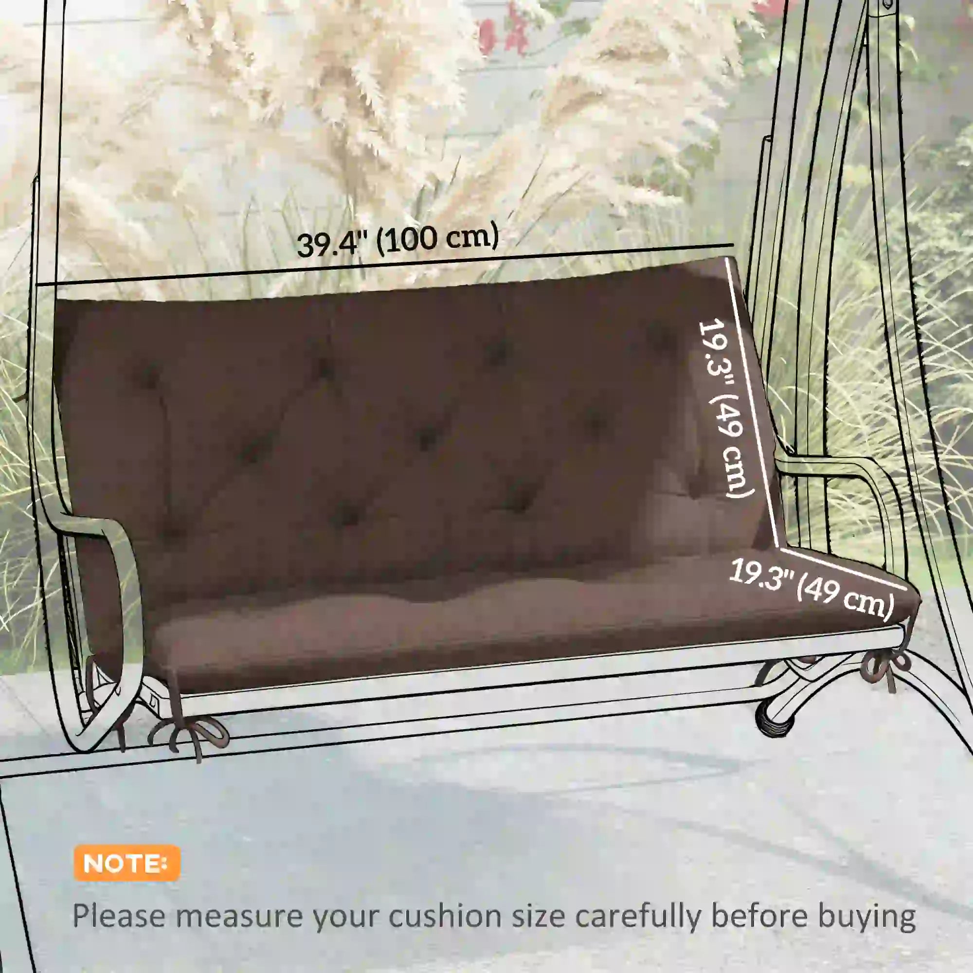 Garden Bench Cushion With Backrest, Non-Slip 2 Seater, Coffee Patio Chair Cushions at Gallery Canada