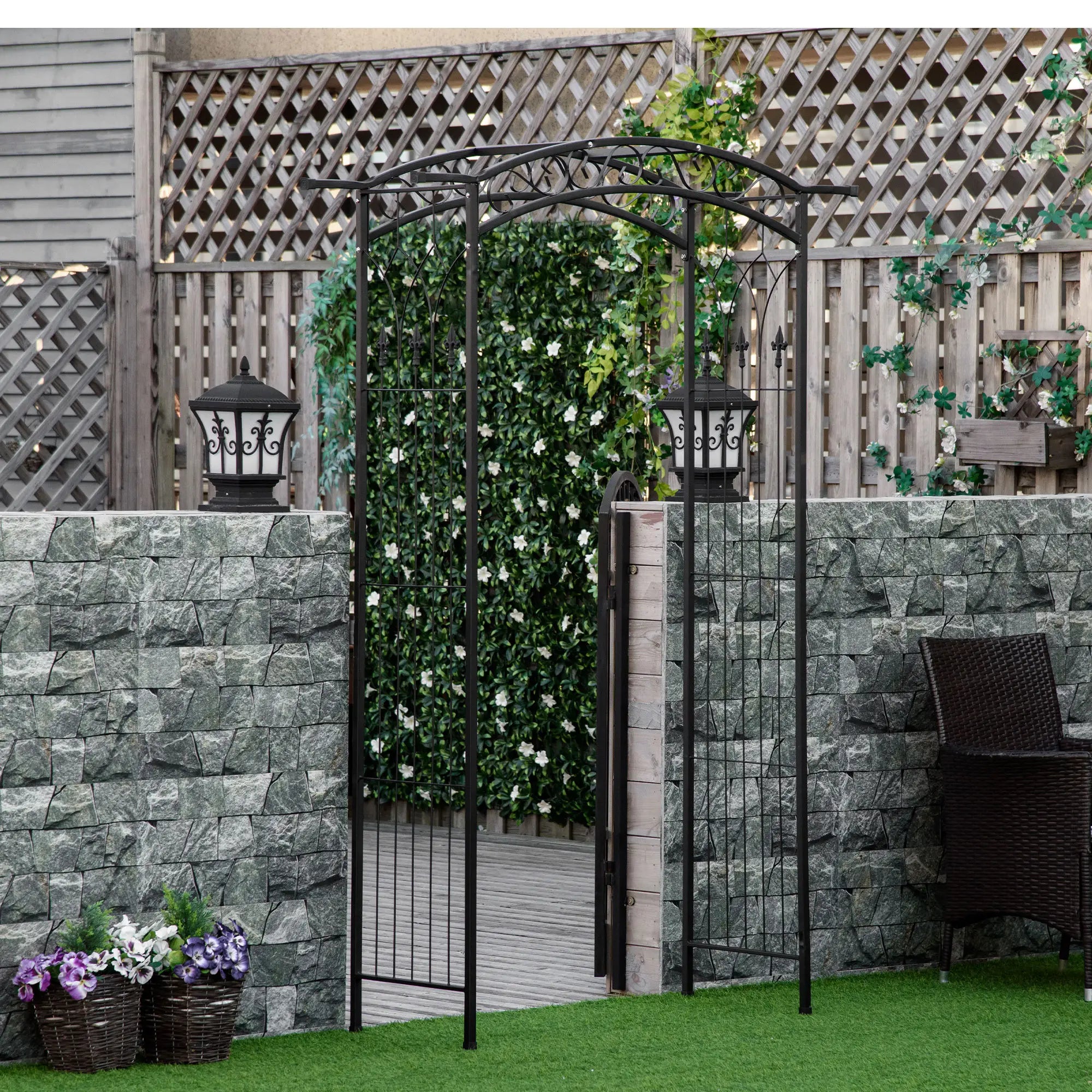 7Ft Garden Arbor, Wedding Arch, Scrollwork Trellis, Black Garden Arches at Gallery Canada