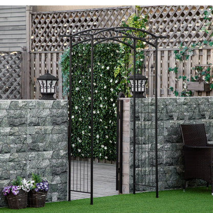 7Ft Garden Arbor, Wedding Arch, Scrollwork Trellis, Black Garden Arches at Gallery Canada