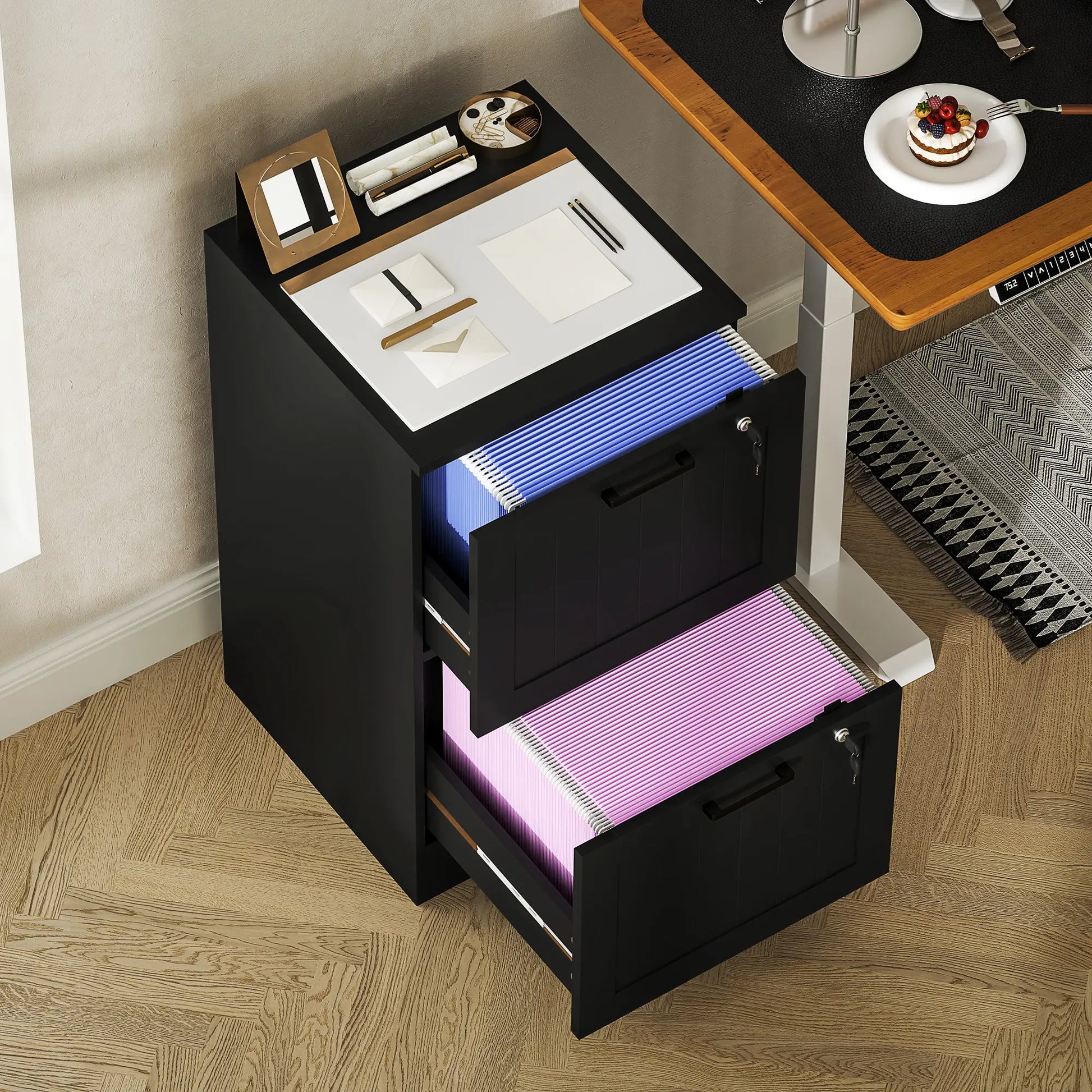 2 Drawer Filing Cabinet with Lock, Office Storage, Black Office Cabinets & Cupboards at Gallery Canada