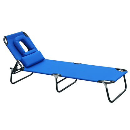 Folding Outdoor Lounge Chair, Portable, 4-Position Adjustable, Blue Lounger Chairs Blue at Gallery Canada