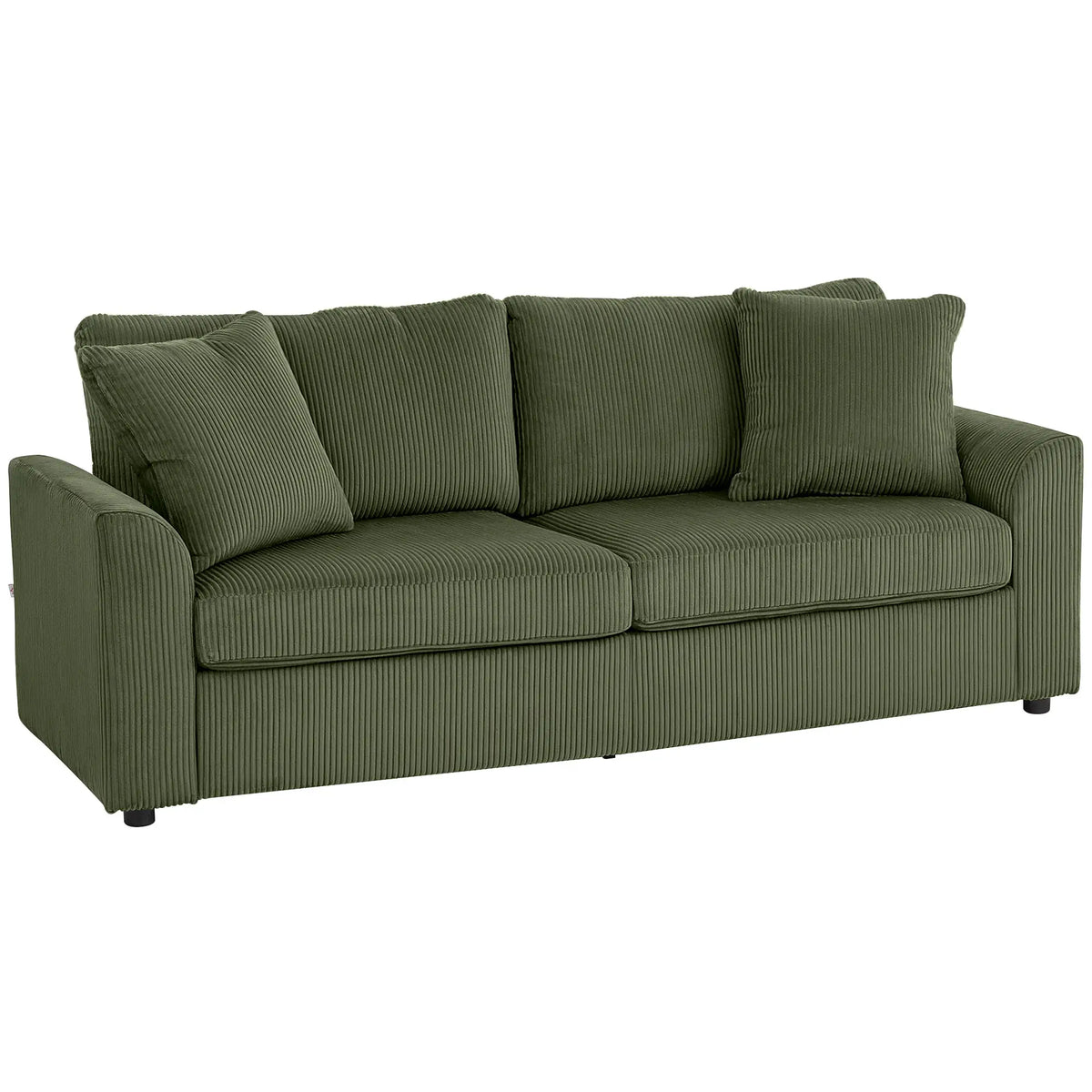 3 Seater Sofa, 83.5" Upholstered Couch, Pocket Spring, 2 Cushions, Green 3-Seater Sofas at Gallery Canada