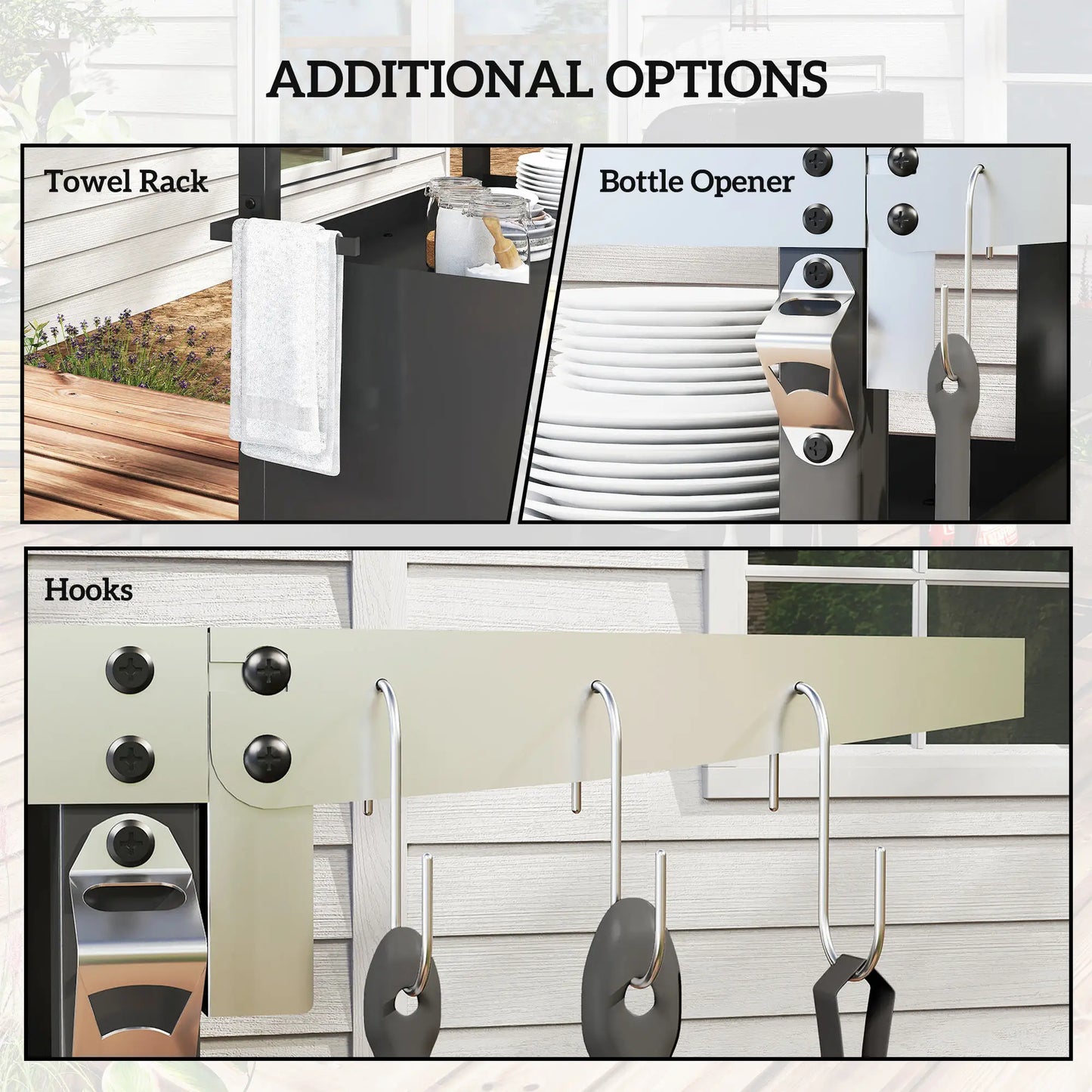 Outdoor Grill Cart Table With Foldable Side Table, 45.7"x19.7", Black Outdoor Grill Carts at Gallery Canada