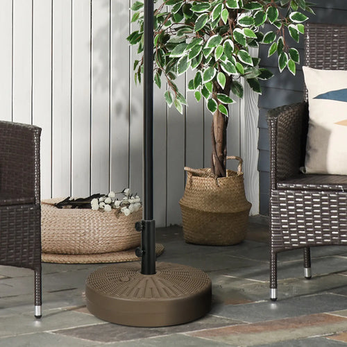 Heavy Duty Fillable Umbrella Base, Round Parasol Stand, Brown