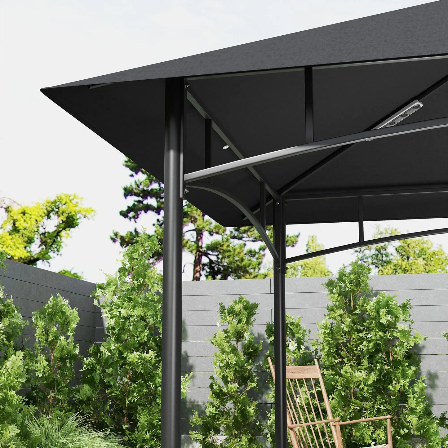 8' x 5' BBQ Gazebo, 2-Tier With Shelves, Storage Basket, Dark Grey BBQ Grill Gazebos at Gallery Canada