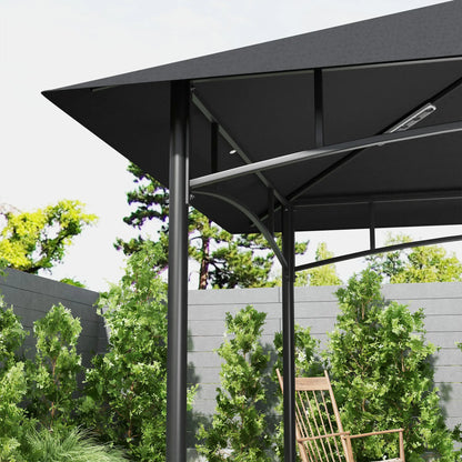 8' x 5' BBQ Gazebo, 2-Tier With Shelves, Storage Basket, Dark Grey BBQ Grill Gazebos at Gallery Canada