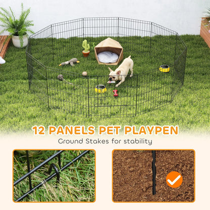 24 Inch Foldable Metal Pet Playpen, Dog Kennel Cage, 12 Panels Dog PlayPens at Gallery Canada