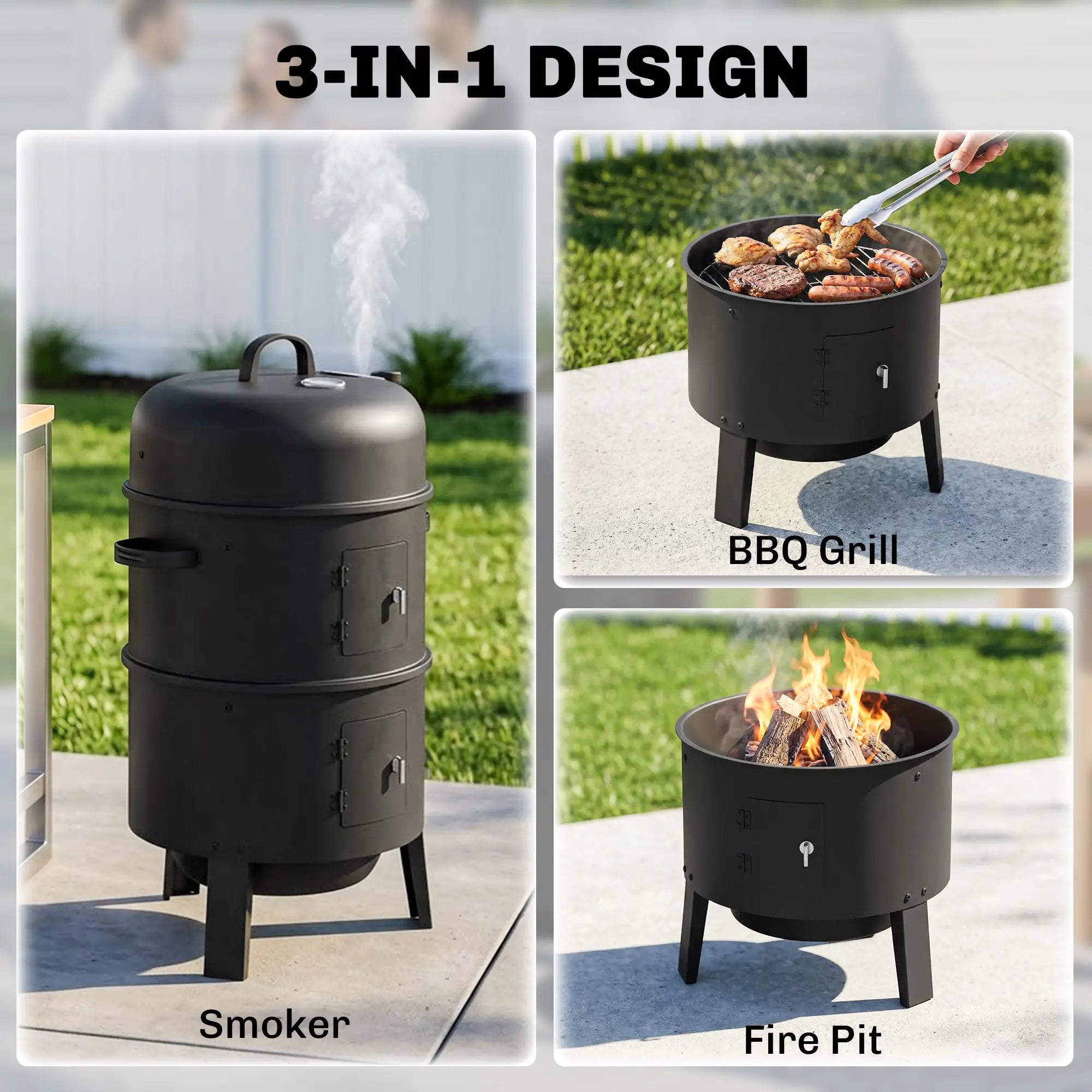 Vertical Charcoal Smoker, 2 Grill Grates, Thermometer, Vents, 2 Doors, Charcoal Charcoal BBQ Grils at Gallery Canada