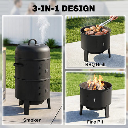 Vertical Charcoal Smoker, 2 Grill Grates, Thermometer, Vents, 2 Doors, Charcoal Charcoal BBQ Grils at Gallery Canada