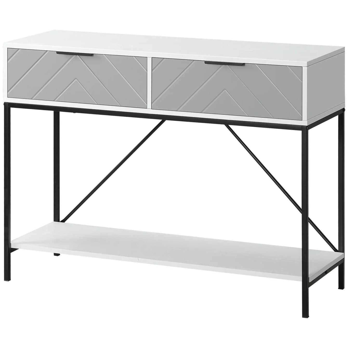 Modern Console Table with 2 Drawers, 2 Tier Entryway Table with Shelf, White Console Tables White, Grey, Black at Gallery Canada