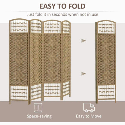 4 Panel Folding Room Divider, Portable Privacy Screen, Natural Room Dividers at Gallery Canada