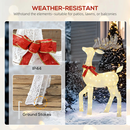 3 Piece Lighted Christmas Reindeer Family, 55 Inch LED Outdoor Decor Christmas Decorations at Gallery Canada