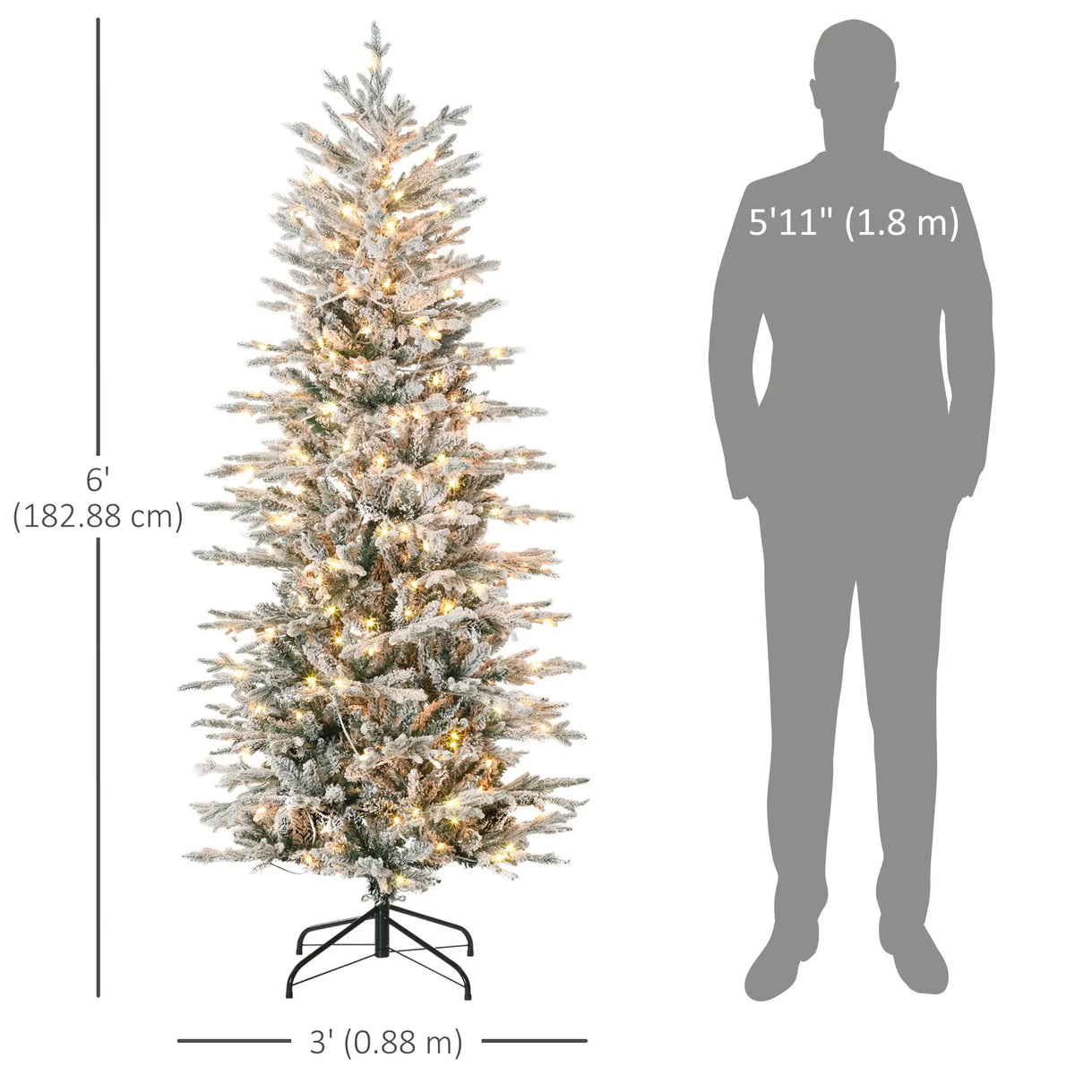 6' Pre Lit Artificial Christmas Tree, Snow Branches, Warm White Lights, Arctic Fir Pre Lit Christmas Trees at Gallery Canada