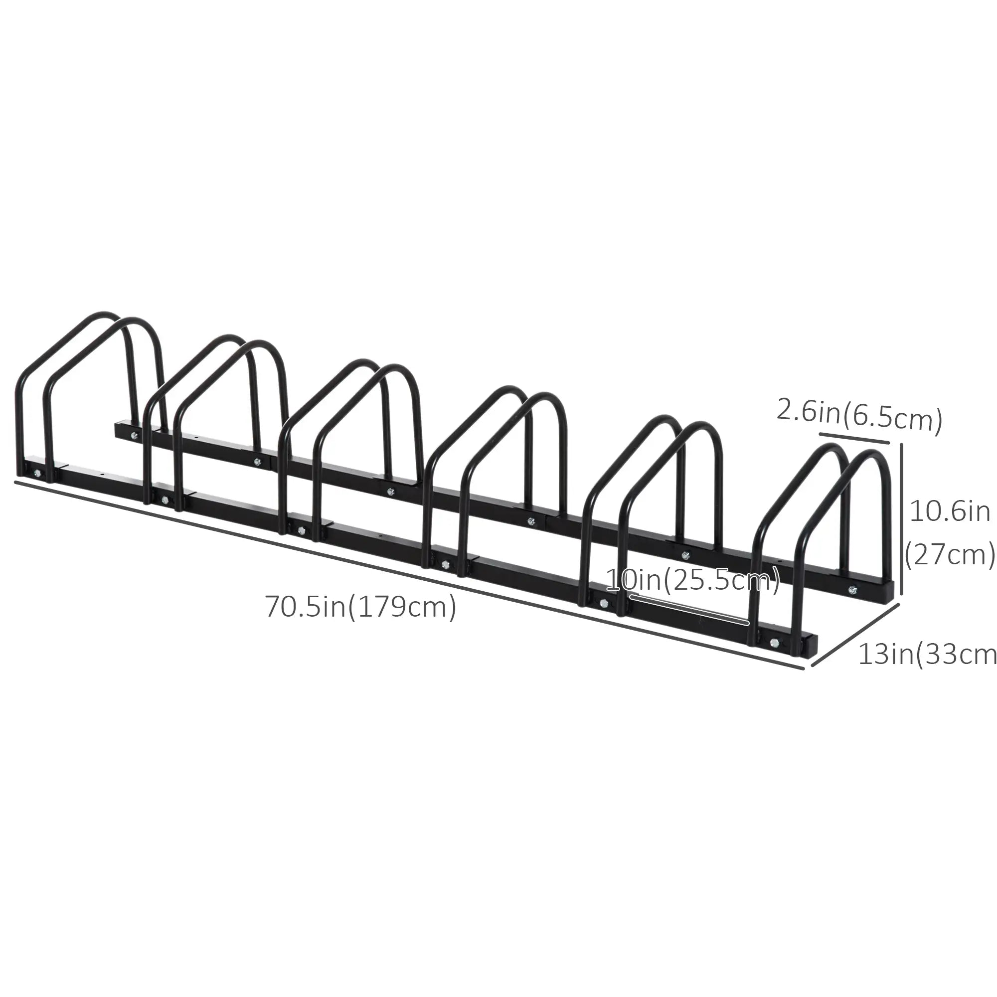6-Bike Bicycle Floor Parking Rack Cycling Storage Stand Ground Mount Garage Organizer for Indoor and Outdoor Use Black Bike Parking Stands at Gallery Canada