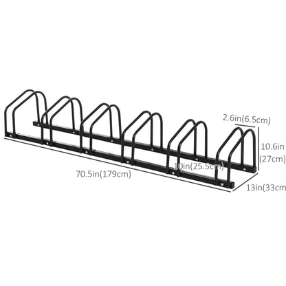 6-Bike Bicycle Floor Parking Rack Cycling Storage Stand Ground Mount Garage Organizer for Indoor and Outdoor Use Black Bike Parking Stands at Gallery Canada