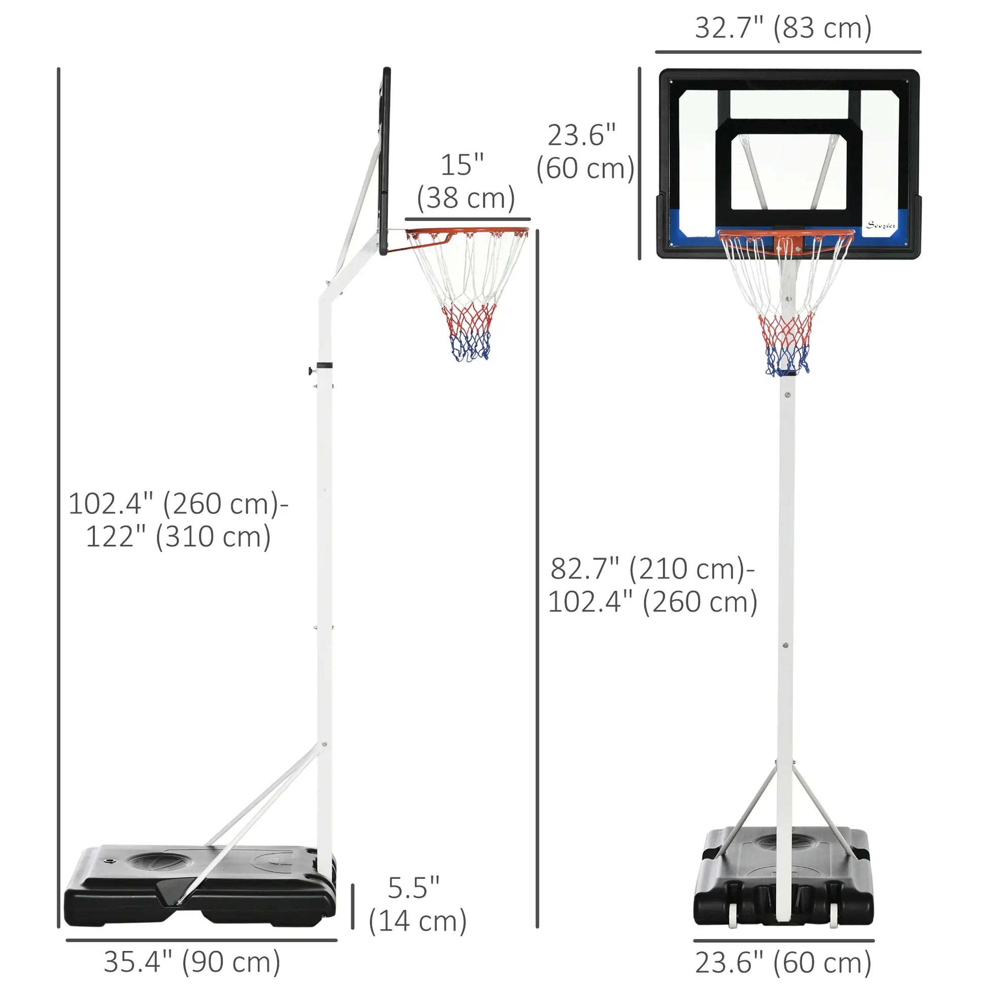 Adjustable Basketball Hoop and Stand with Backboard, Weighted Base, Wheels Basketball at Gallery Canada