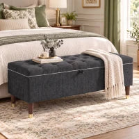 Banc coffre rembourré, capacité de 264 LBS, gris foncé