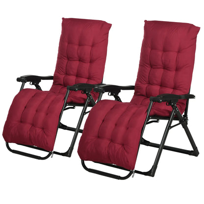 Folding Garden Chairs Set of 2, Reclining Zero Gravity, Wine Red Lounger Chairs at Gallery Canada