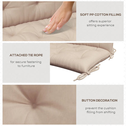 2 Seater Garden Bench Cushion, Thick Outdoor Non-Slip Pad, 47" x 43" x 5", Khaki Patio Chair Cushions at Gallery Canada