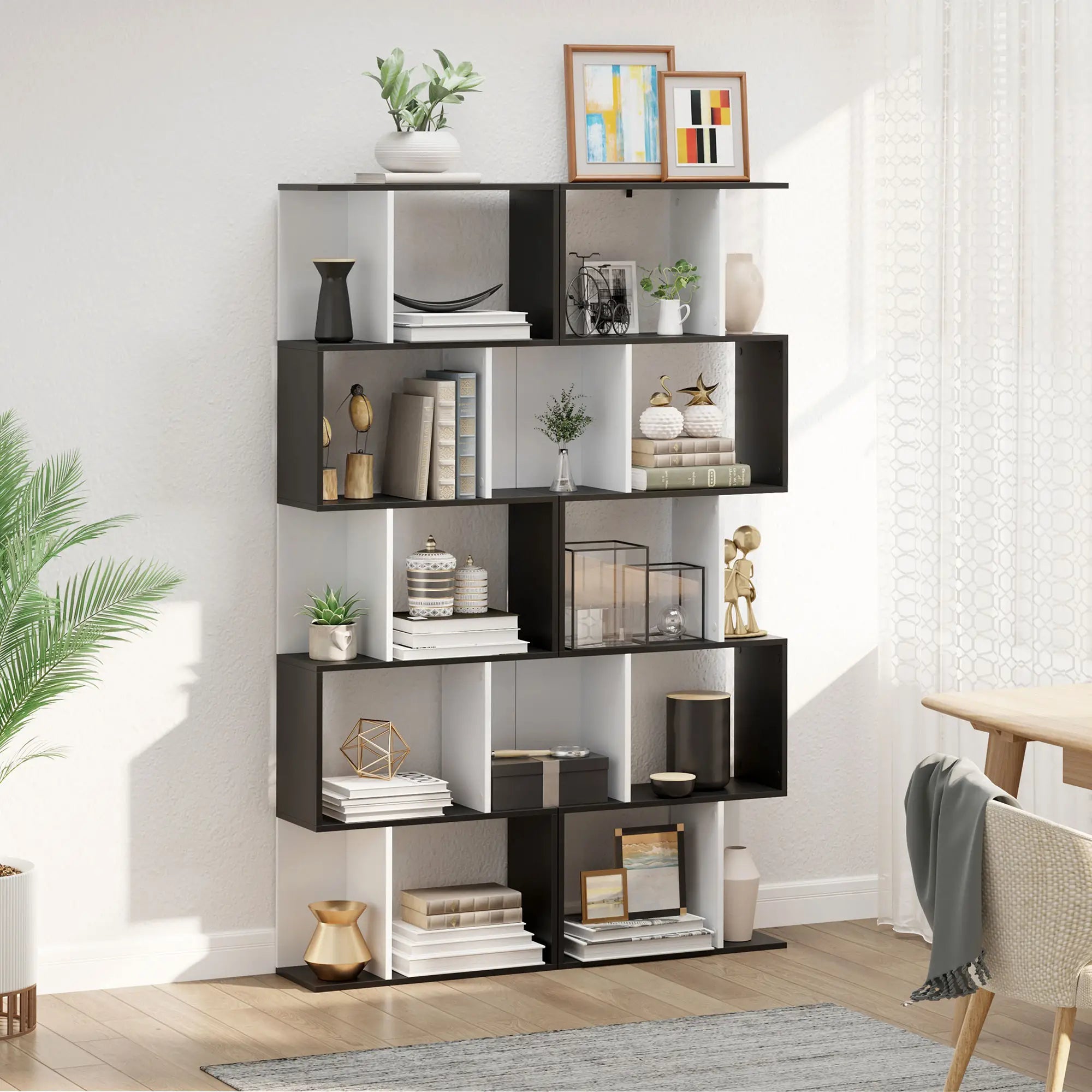 Modern Bookcase 5-Tier Display Shelf, Room Divider, Black Display Bookshelves at Gallery Canada