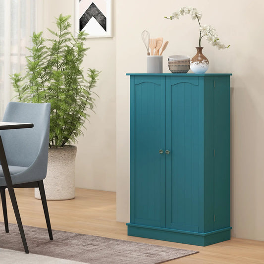 41 Storage Cabinet, 2-Door Kitchen Pantry, 5-Tier Shelving, Teal Blue Kitchen Pantry Cabinets Teal Blue at Gallery Canada