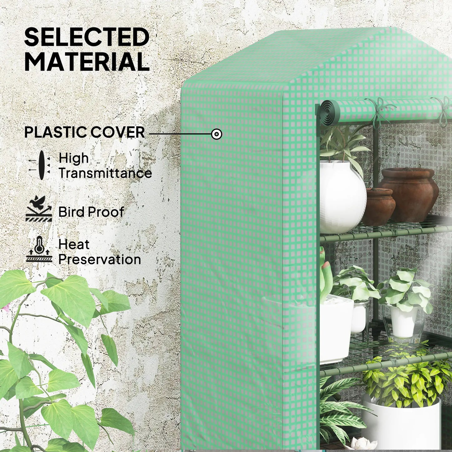 3 Tier Mini Greenhouse, Portable Flower Stand, Steel Frame, Green Greenhouses at Gallery Canada