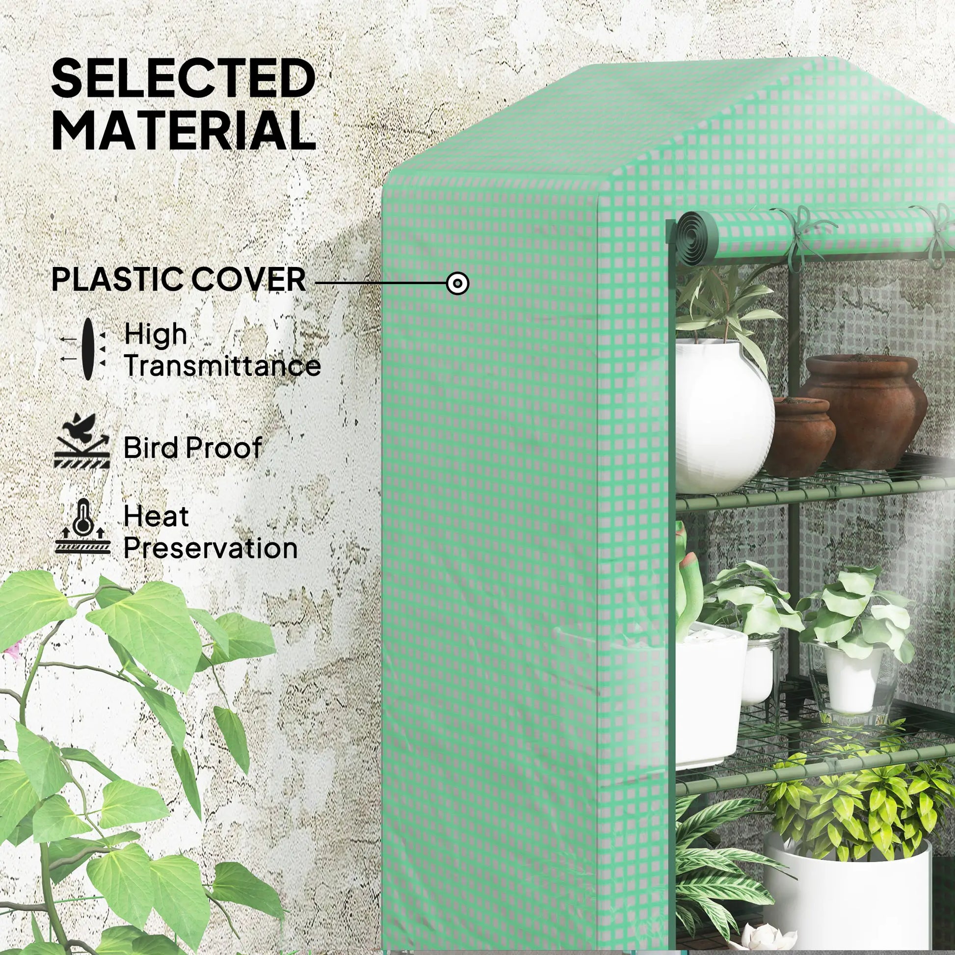 3 Tier Mini Greenhouse, Portable Flower Stand, Steel Frame, Green Greenhouses at Gallery Canada