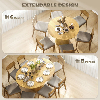 Extendable Kitchen Table, 43.5"-59", Natural Wood Finish, Natural Wood Dining Tables at Gallery Canada