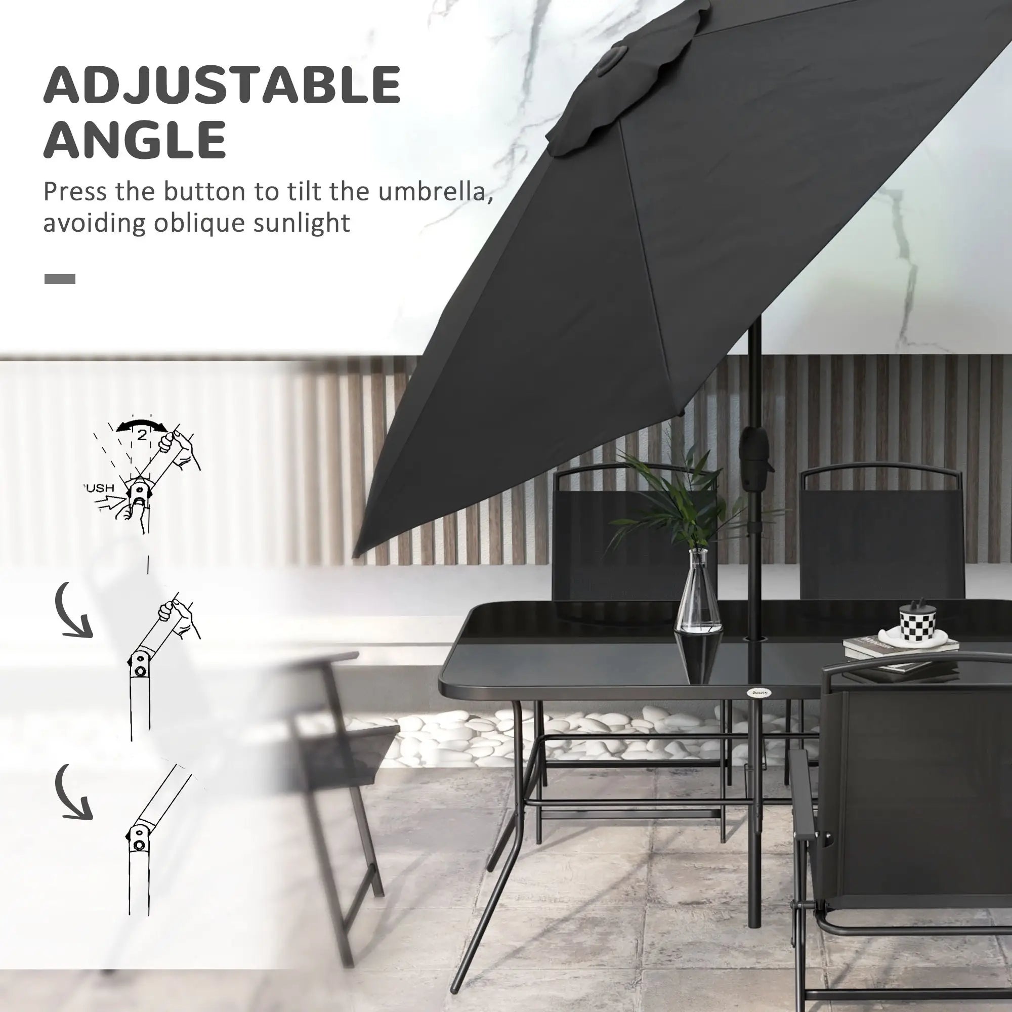 8 Piece Patio Set, 6 Folding Chairs, Rectangle Table, Outdoor Dining, Black Outdoor Dining Sets at Gallery Canada