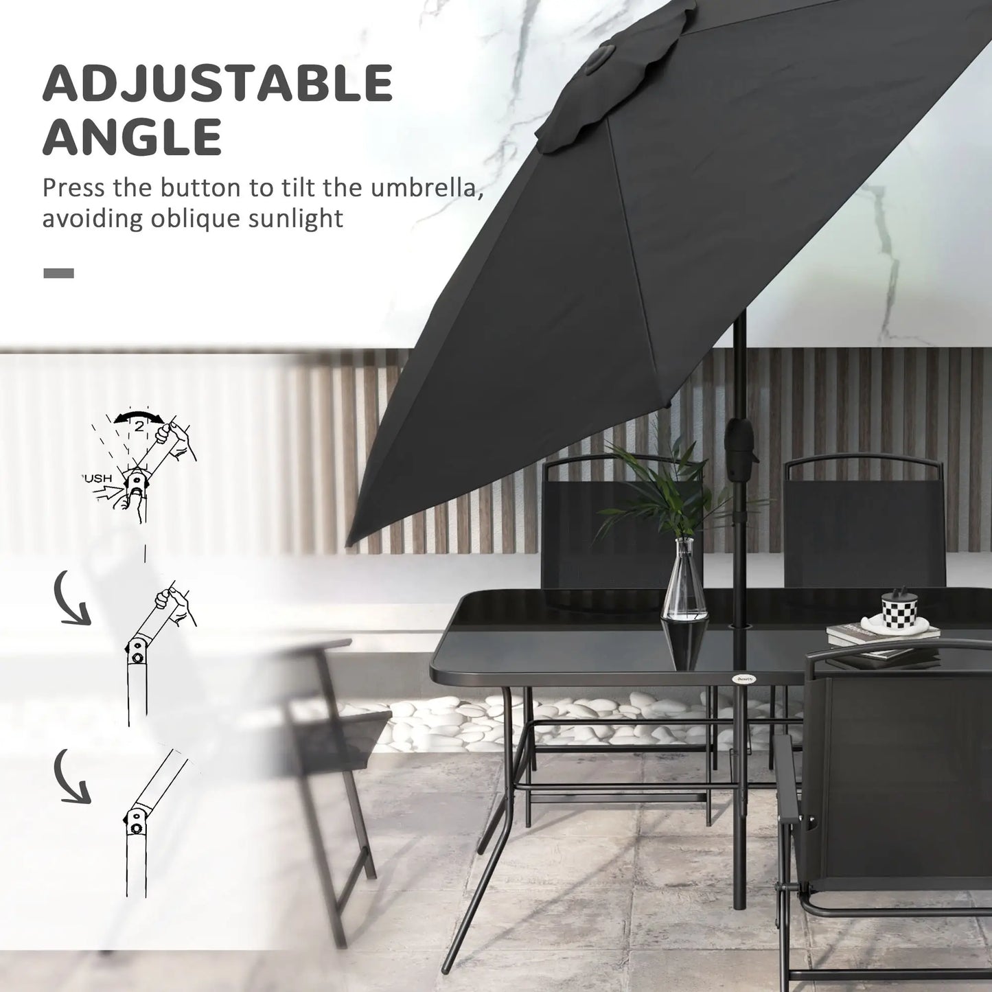 8 Piece Patio Set, 6 Folding Chairs, Rectangle Table, Outdoor Dining, Black Outdoor Dining Sets at Gallery Canada