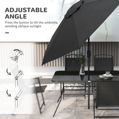 8 Piece Patio Set, 6 Folding Chairs, Rectangle Table, Outdoor Dining, Black Outdoor Dining Sets at Gallery Canada