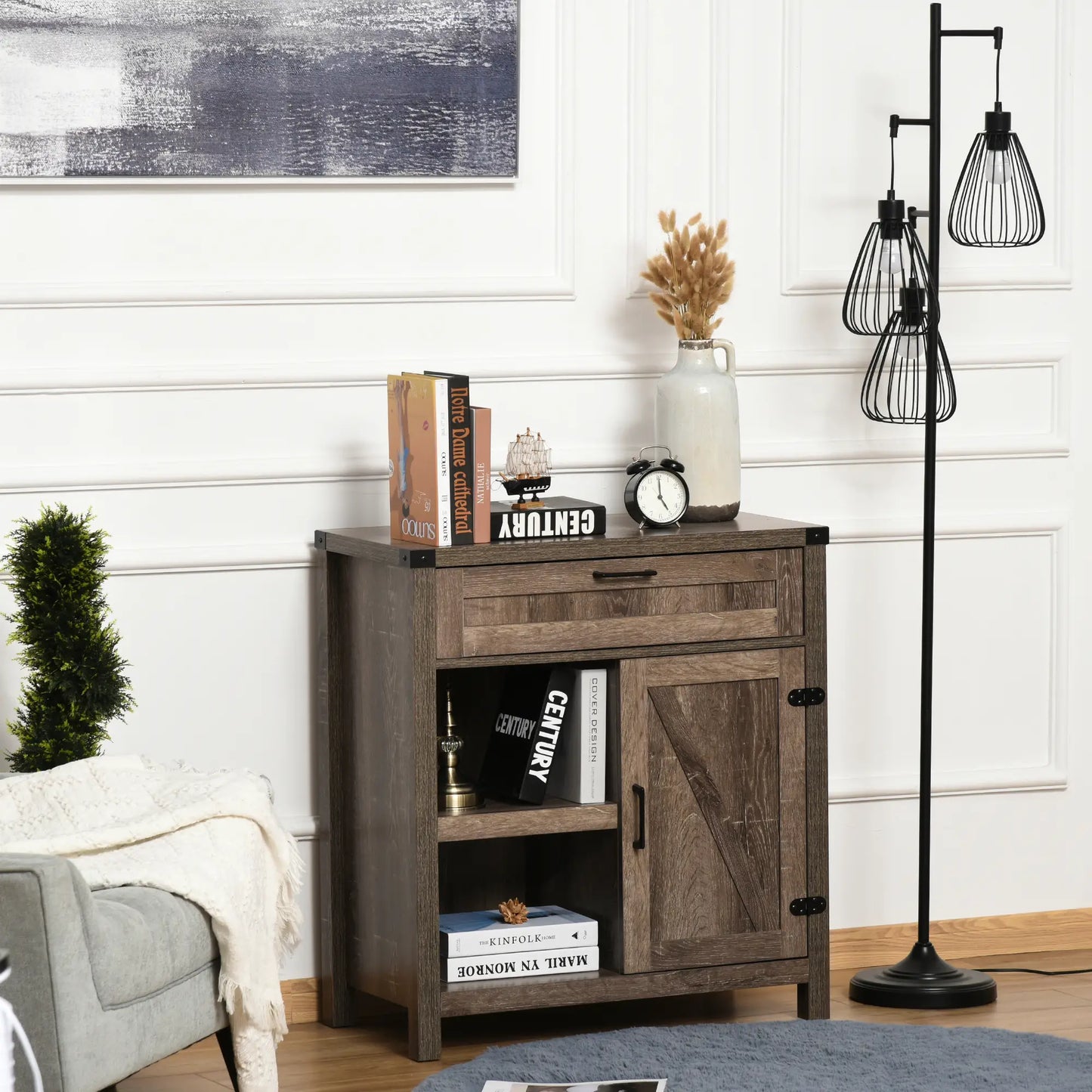 Rustic Barn Door Cabinet, Farmhouse Buffet Sideboard, Dark Oak Bar Cabinets at Gallery Canada