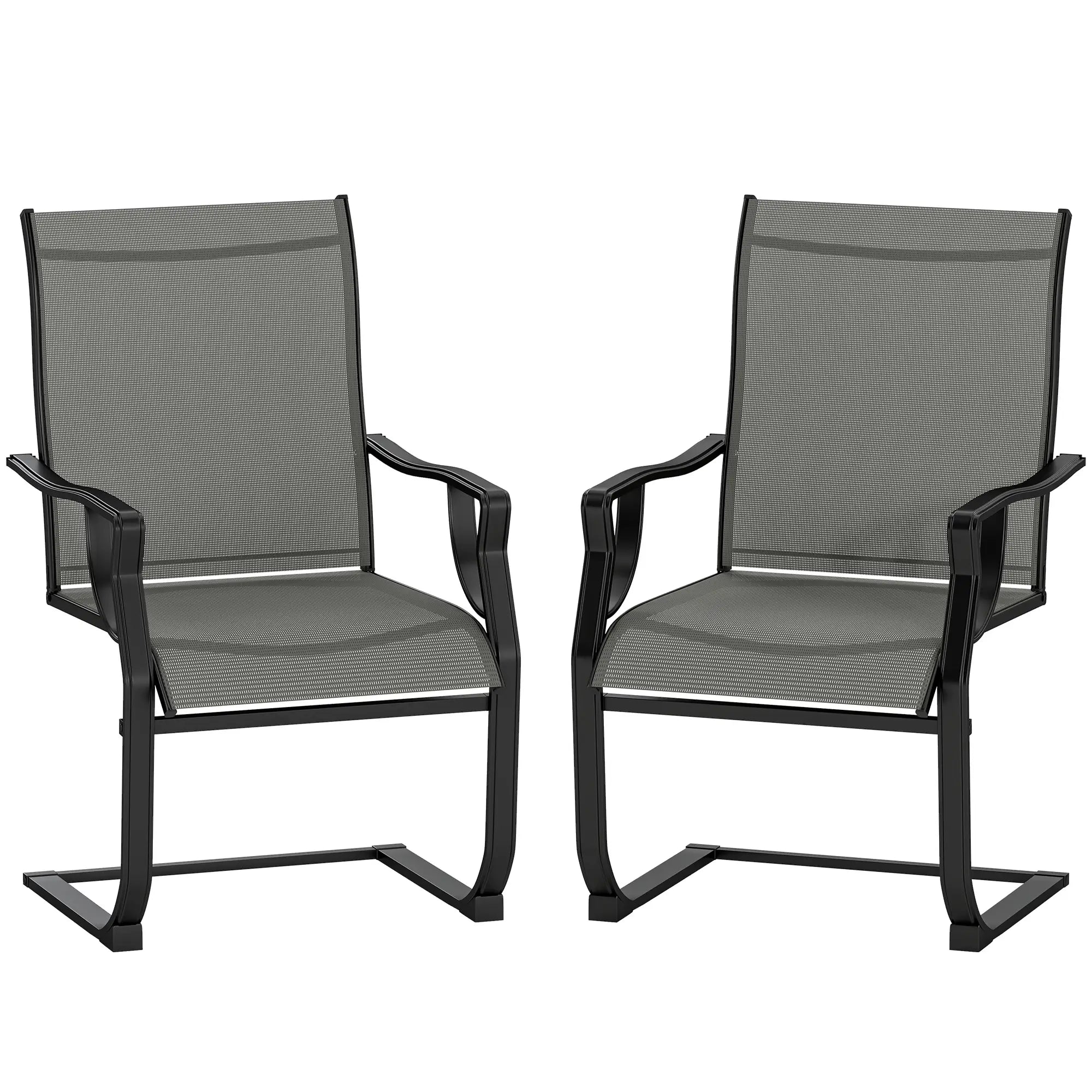 Spring Motion Patio Chairs Set Of 2, Curved High Backrest, All Weather Fabric, Metal Frame Outdoor Dining Sets at Gallery Canada