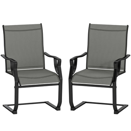 Spring Motion Patio Chairs Set Of 2, Curved High Backrest, All Weather Fabric, Metal Frame Outdoor Dining Sets at Gallery Canada