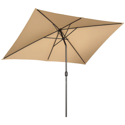 6.5x10ft Rectangle Patio Umbrella, Aluminum Frame, Crank Handle, Tan Sun Umbrellas Light Coffee, Dark brown at Gallery Canada