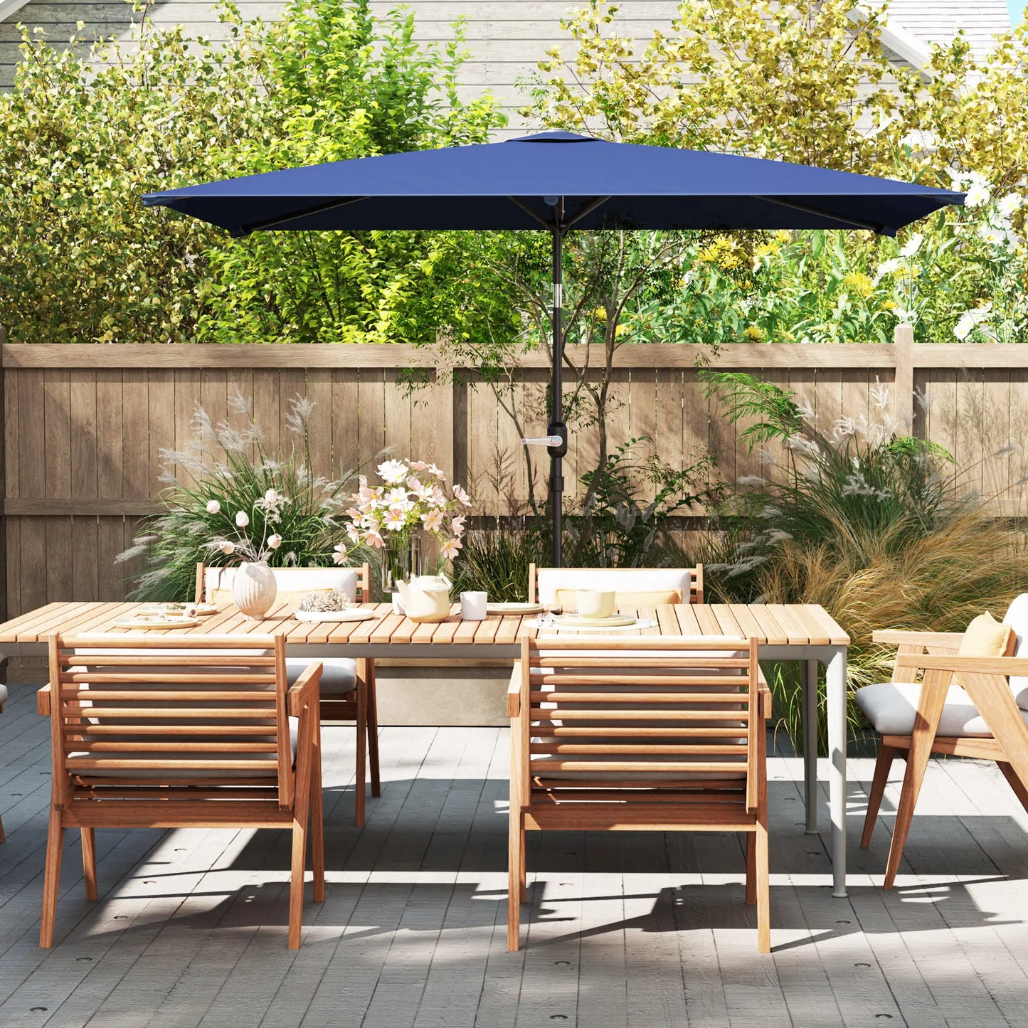 6.5x9.6ft Rectangle Aluminum Tilt Patio Umbrella, Navy Blue Sun Umbrellas at Gallery Canada