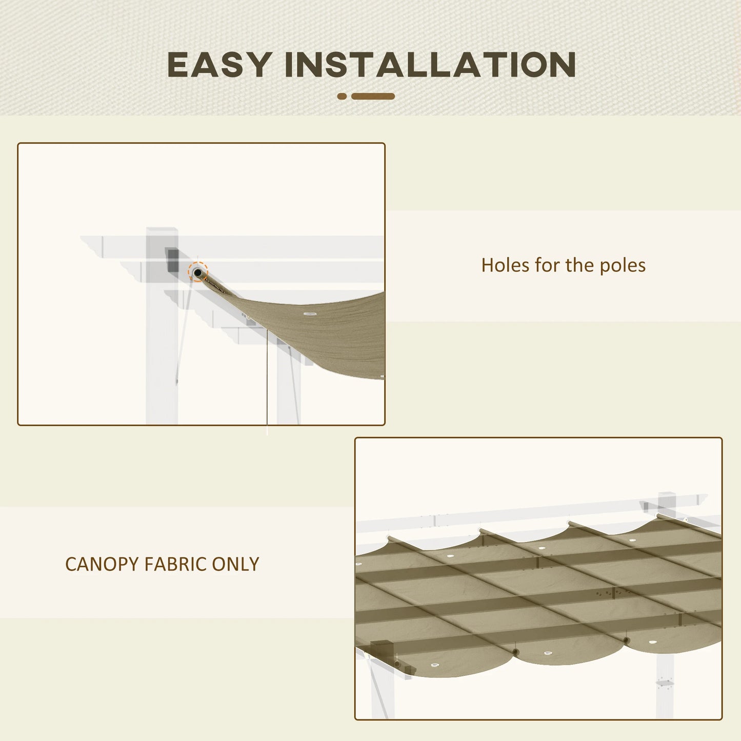 Retractable Pergola Canopy, 10' x 10', Tan Gazebo Canopy Replacement at Gallery Canada