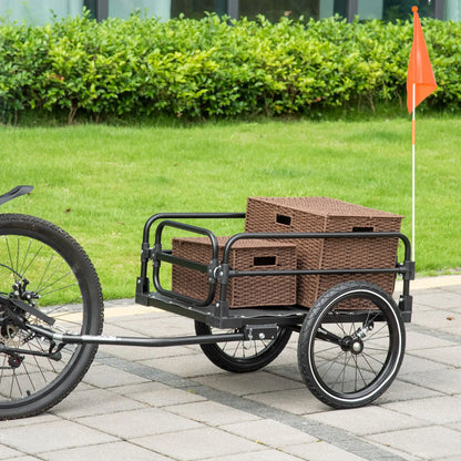 Bike Trailer, Bicycle Cargo Carrier, 16" Wheels, Hitch, Steel Frame, Black Bike Cargo Trailers at Gallery Canada